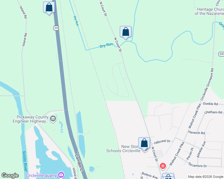 map of restaurants, bars, coffee shops, grocery stores, and more near 206 Vine Grove Drive in Circleville