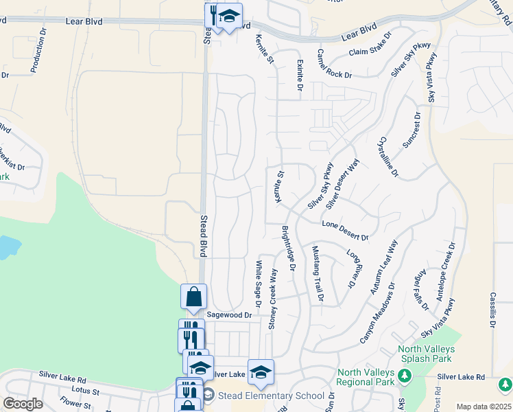 map of restaurants, bars, coffee shops, grocery stores, and more near 11632 Rocky Mountain Street in Reno