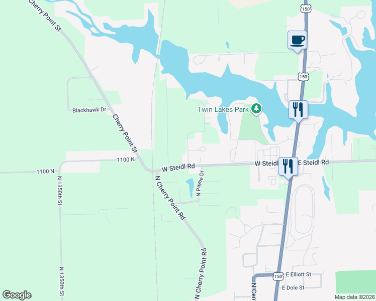 map of restaurants, bars, coffee shops, grocery stores, and more near 1142 North Tucker Beach Road in Paris