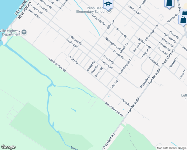 map of restaurants, bars, coffee shops, grocery stores, and more near 86 Tufts Road in Pennsville Township
