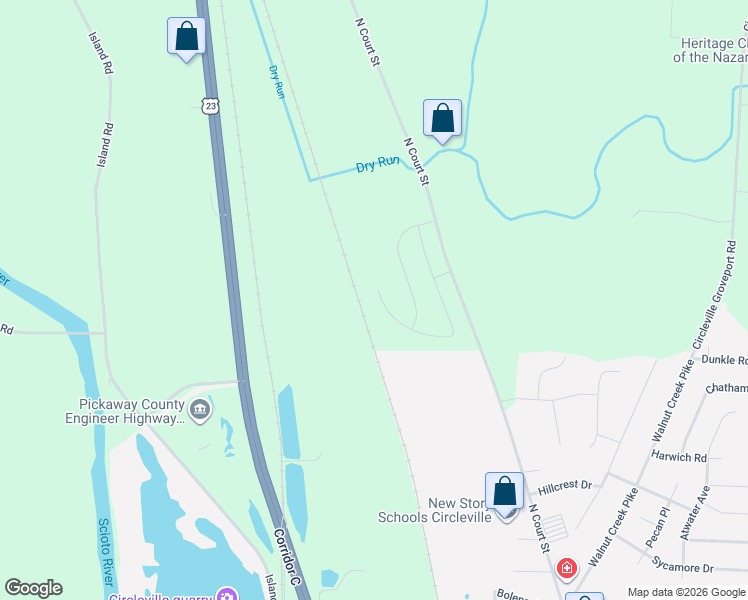 map of restaurants, bars, coffee shops, grocery stores, and more near in Circleville