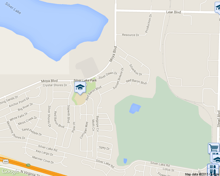 map of restaurants, bars, coffee shops, grocery stores, and more near 8749 Sunset Breeze Drive in Reno