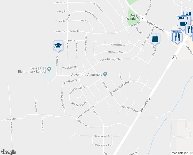 map of restaurants, bars, coffee shops, grocery stores, and more near 6510 David James Boulevard in Sparks