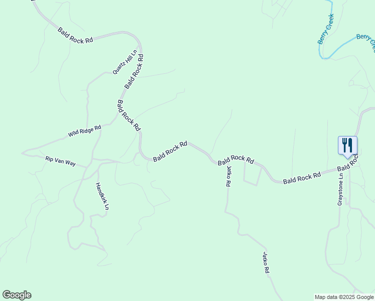 map of restaurants, bars, coffee shops, grocery stores, and more near 734 Bald Rock Road in Berry Creek
