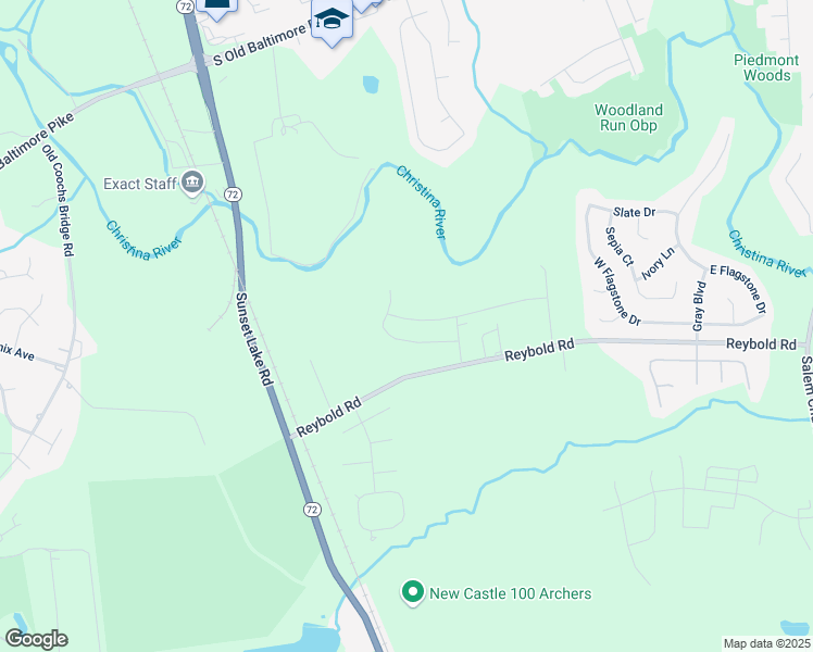 map of restaurants, bars, coffee shops, grocery stores, and more near 2130 Rivers Drive in Newark