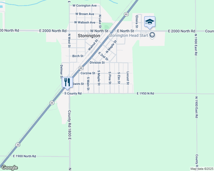 map of restaurants, bars, coffee shops, grocery stores, and more near Swim Street in Stonington