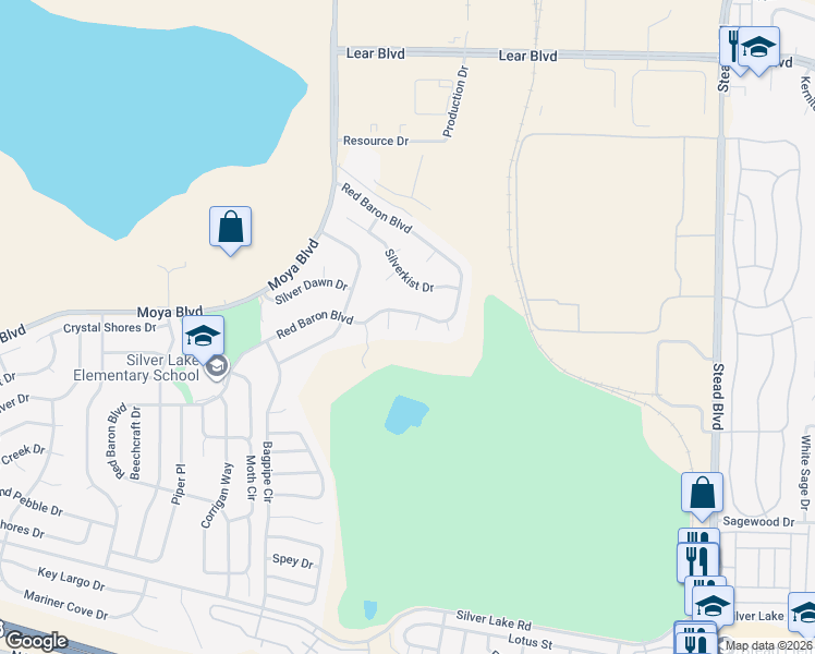 map of restaurants, bars, coffee shops, grocery stores, and more near 8690 Crimson Sky Court in Reno