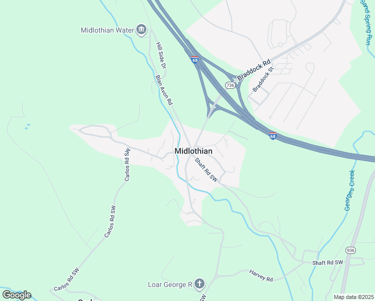 map of restaurants, bars, coffee shops, grocery stores, and more near in Midlothian