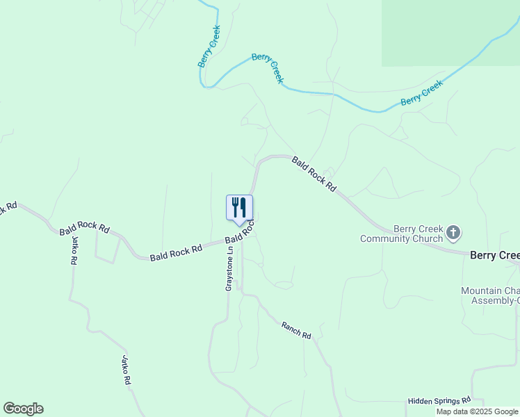 map of restaurants, bars, coffee shops, grocery stores, and more near 1090 Bald Rock Road in Berry Creek