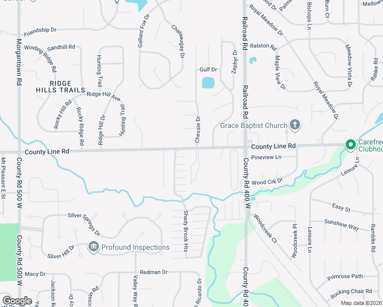 map of restaurants, bars, coffee shops, grocery stores, and more near 4245 West County Line Road in Greenwood
