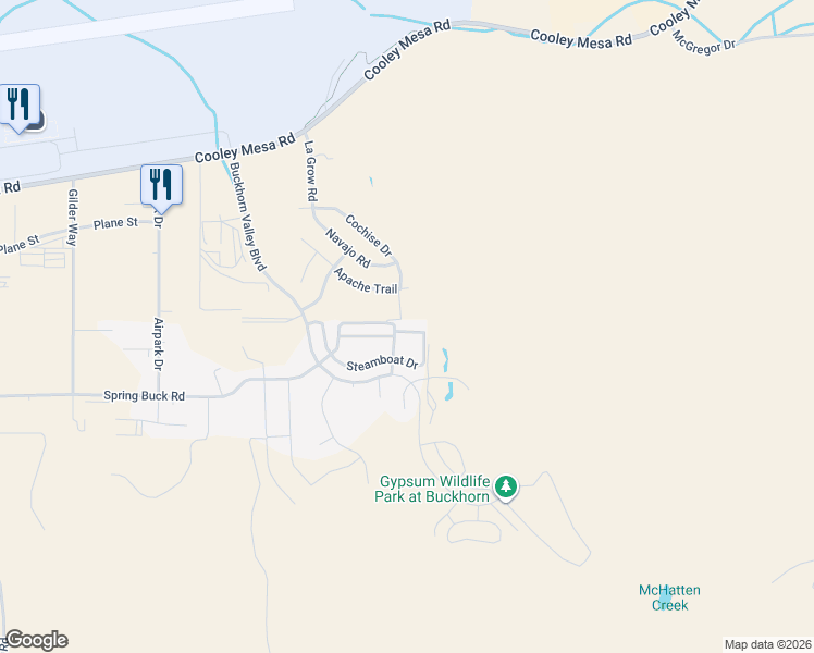 map of restaurants, bars, coffee shops, grocery stores, and more near 444 Steamboat Drive in Gypsum