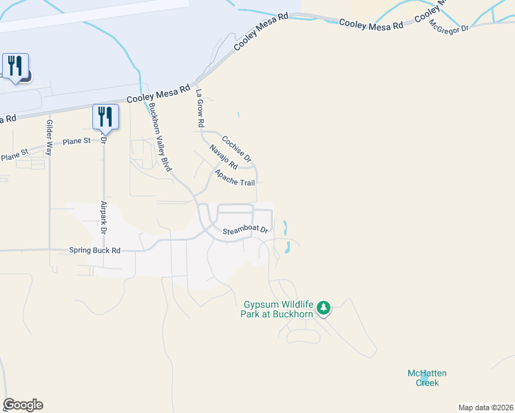 map of restaurants, bars, coffee shops, grocery stores, and more near 444 Steamboat Drive in Gypsum