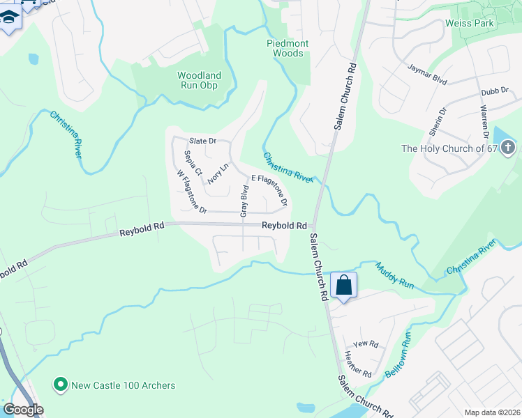 map of restaurants, bars, coffee shops, grocery stores, and more near 206 East Flagstone Drive in Newark