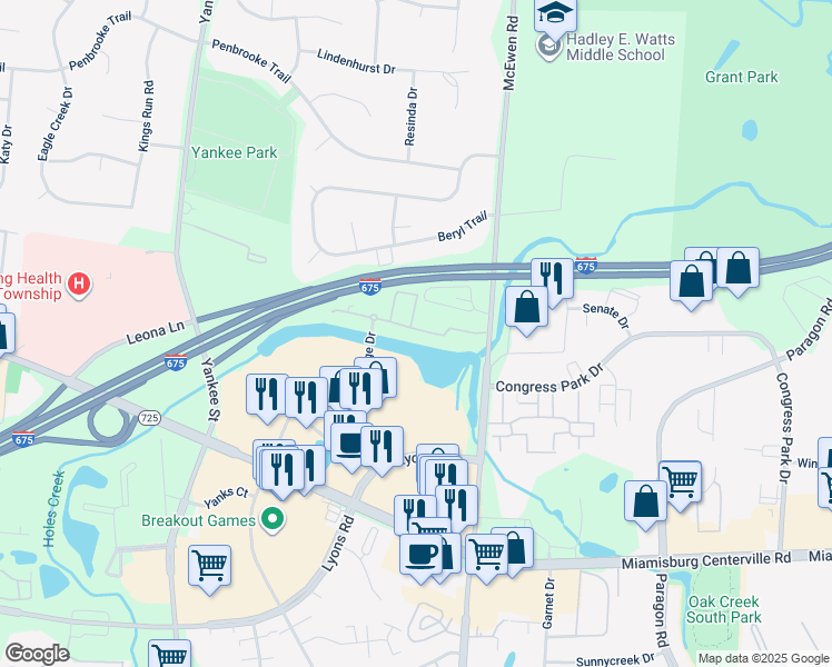 map of restaurants, bars, coffee shops, grocery stores, and more near 1170 Sessions Drive in Montgomery County