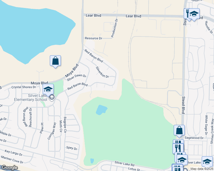 map of restaurants, bars, coffee shops, grocery stores, and more near 8690 Crimson Sky Court in Reno