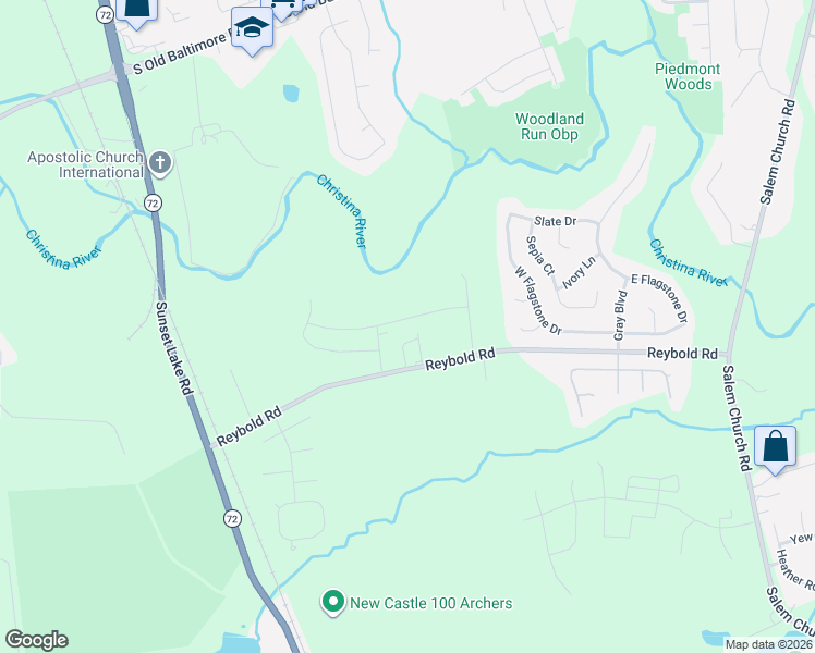 map of restaurants, bars, coffee shops, grocery stores, and more near 2041 Rivers Drive in Newark