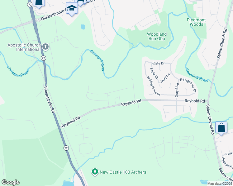 map of restaurants, bars, coffee shops, grocery stores, and more near 2041 Rivers Drive in Newark