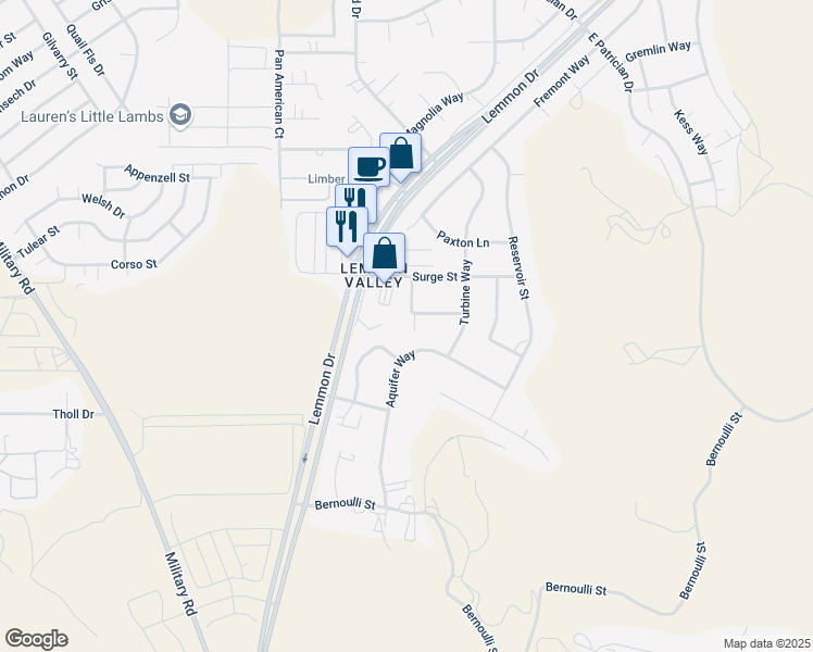 map of restaurants, bars, coffee shops, grocery stores, and more near 8925 Limnol Street in Reno