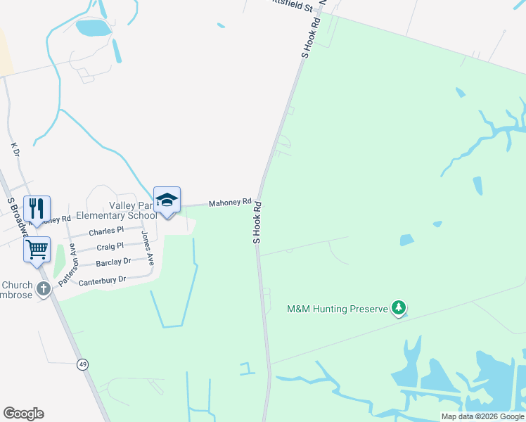 map of restaurants, bars, coffee shops, grocery stores, and more near 98 South Hook Road in Pennsville Township