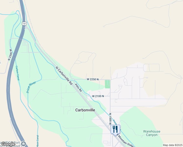 map of restaurants, bars, coffee shops, grocery stores, and more near 2313 North 1660 West in Helper