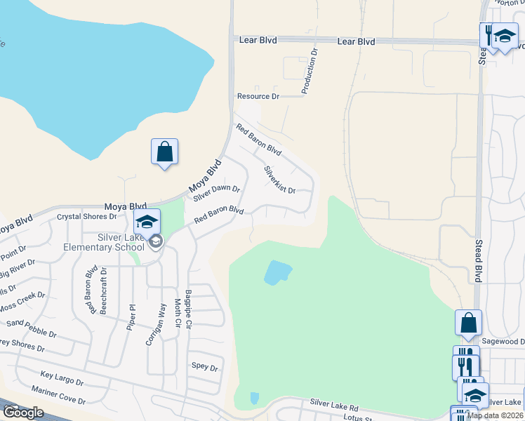 map of restaurants, bars, coffee shops, grocery stores, and more near 8948 Red Baron Boulevard in Reno