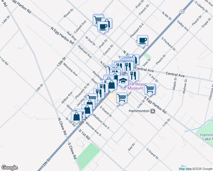 map of restaurants, bars, coffee shops, grocery stores, and more near 26 Orchard St W in Hammonton