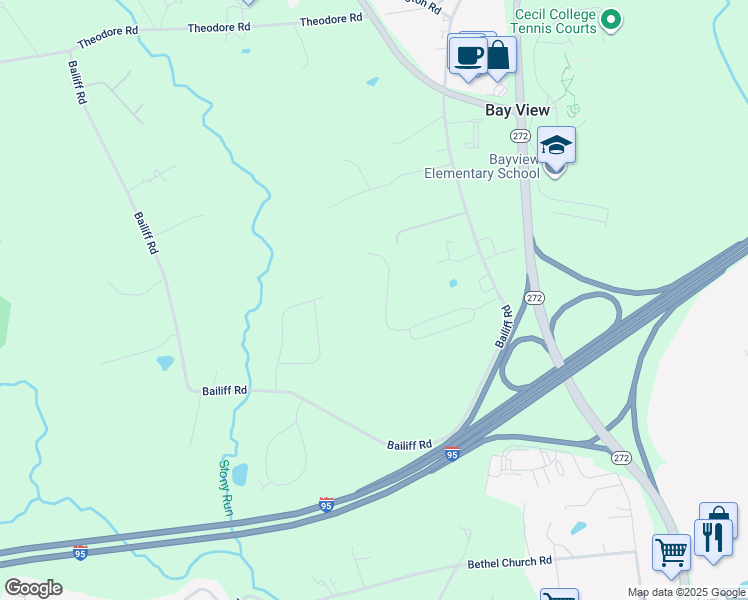 map of restaurants, bars, coffee shops, grocery stores, and more near Madison Paige Drive in Cecil County