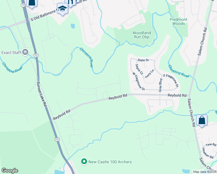 map of restaurants, bars, coffee shops, grocery stores, and more near 2041 Rivers Drive in Newark