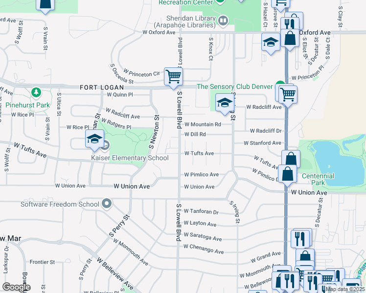 map of restaurants, bars, coffee shops, grocery stores, and more near 4520 South Lowell Boulevard in Englewood