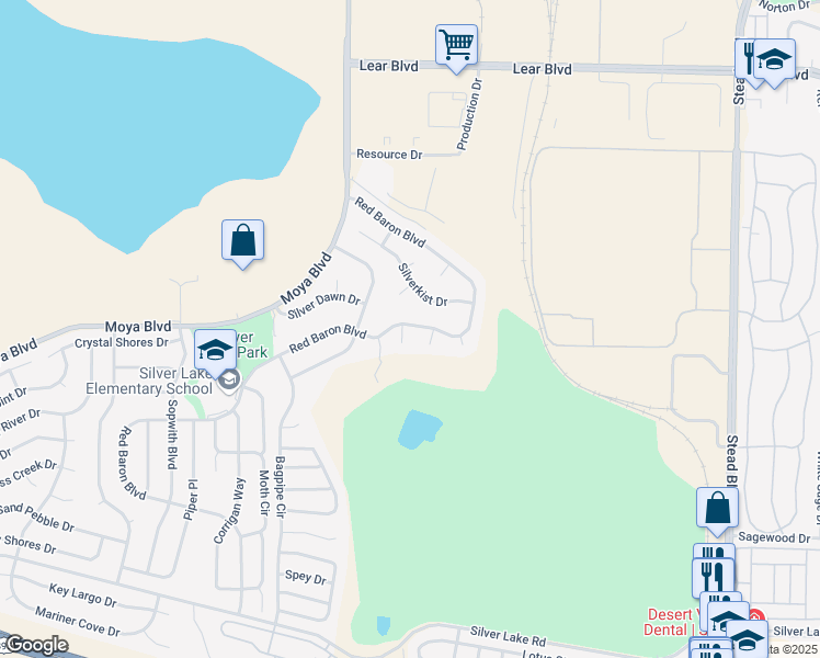 map of restaurants, bars, coffee shops, grocery stores, and more near 8690 Sunrise Mist Court in Reno