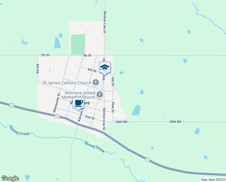 map of restaurants, bars, coffee shops, grocery stores, and more near 500 Pine Street in Wetmore