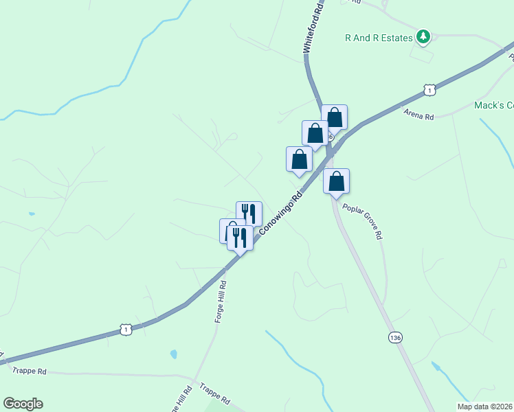 map of restaurants, bars, coffee shops, grocery stores, and more near 3110 Old Scarboro Road in Street
