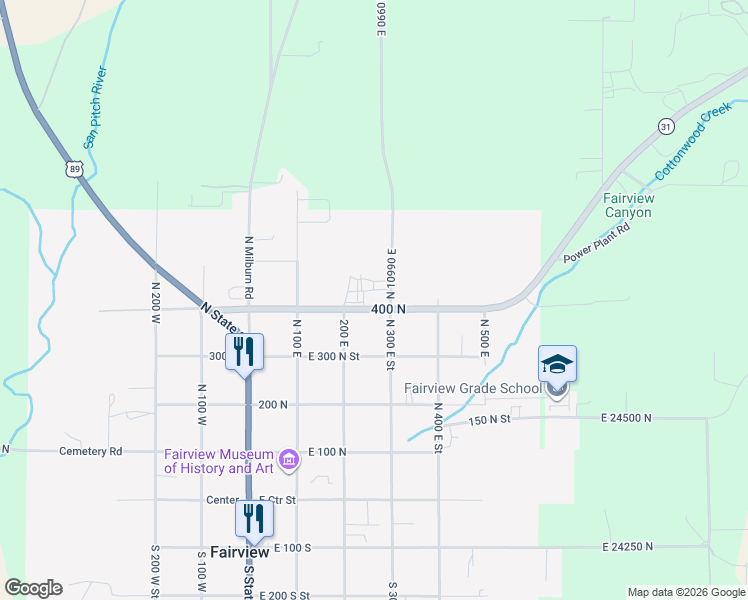 map of restaurants, bars, coffee shops, grocery stores, and more near 36 Canyon Road in Fairview