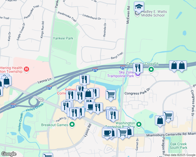 map of restaurants, bars, coffee shops, grocery stores, and more near 1216 Sessions Drive in Montgomery County