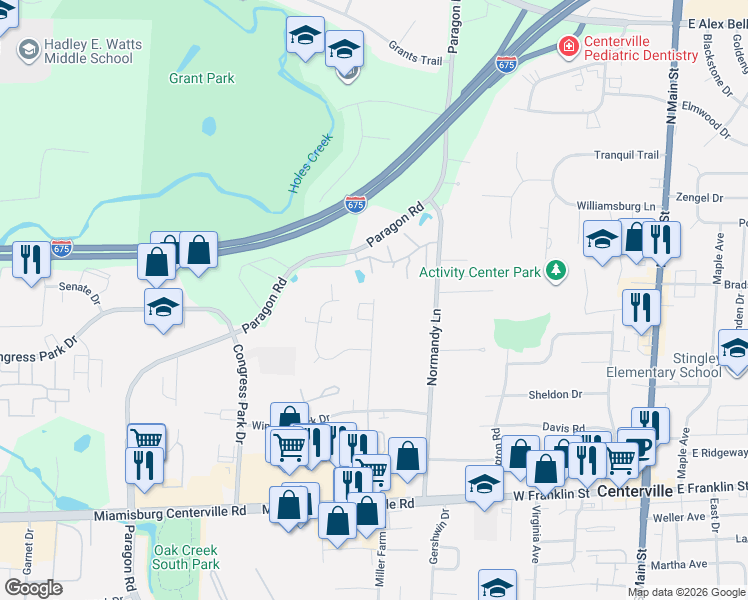 map of restaurants, bars, coffee shops, grocery stores, and more near 7619 Braxton Commons in Montgomery County