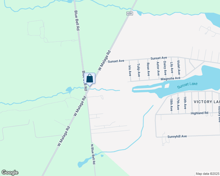 map of restaurants, bars, coffee shops, grocery stores, and more near 1080 West Malaga Road in Monroe Township