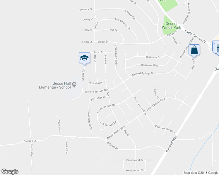 map of restaurants, bars, coffee shops, grocery stores, and more near 2805 Erin Drive in Sparks
