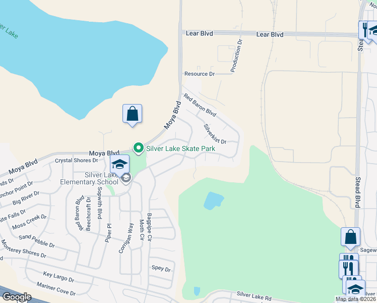 map of restaurants, bars, coffee shops, grocery stores, and more near 8810 Sunset Breeze Drive in Reno