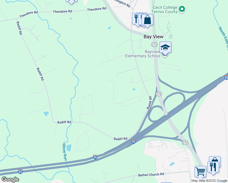 map of restaurants, bars, coffee shops, grocery stores, and more near Madison Paige Drive in Cecil County