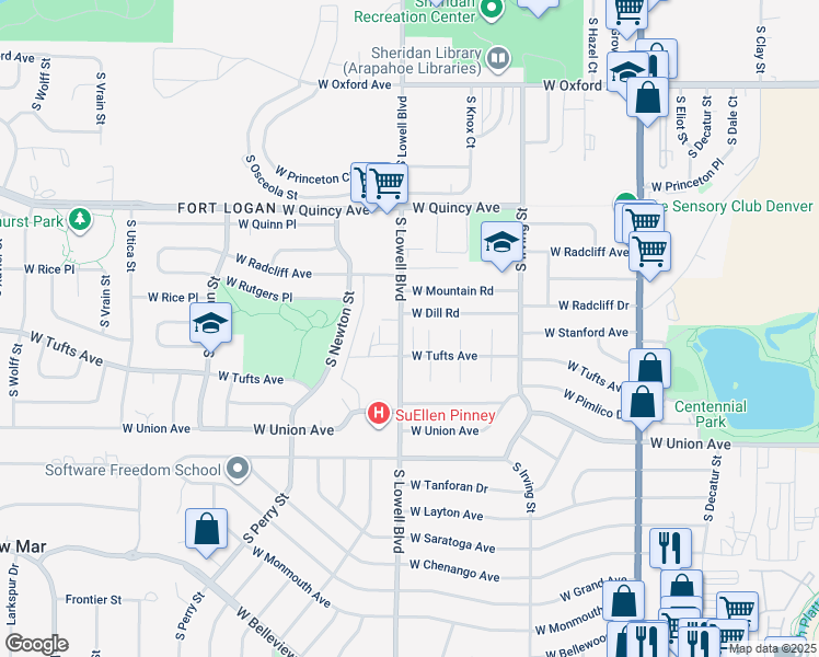 map of restaurants, bars, coffee shops, grocery stores, and more near 4520 South Lowell Boulevard in Englewood