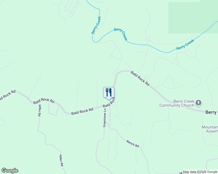 map of restaurants, bars, coffee shops, grocery stores, and more near 1103 Bald Rock Road in Berry Creek