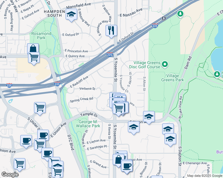 map of restaurants, bars, coffee shops, grocery stores, and more near 119 South Broadmoor Road in Denver