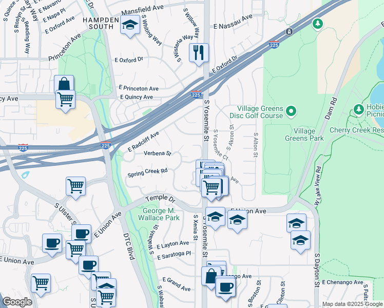 map of restaurants, bars, coffee shops, grocery stores, and more near 119 South Broadmoor Road in Denver