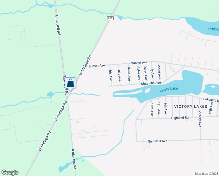 map of restaurants, bars, coffee shops, grocery stores, and more near 1080 West Malaga Road in Monroe Township