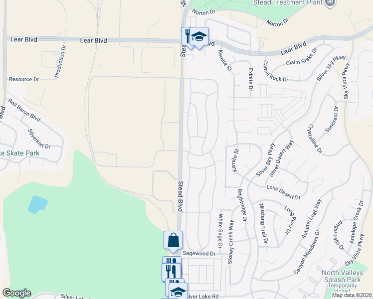 map of restaurants, bars, coffee shops, grocery stores, and more near 11753 Green Mountain Street in Reno