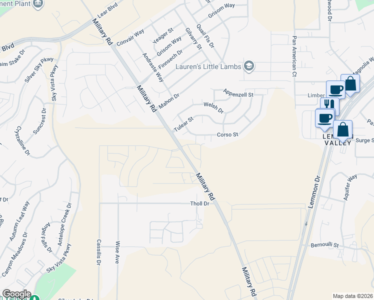 map of restaurants, bars, coffee shops, grocery stores, and more near 7756 Corso Street in Reno