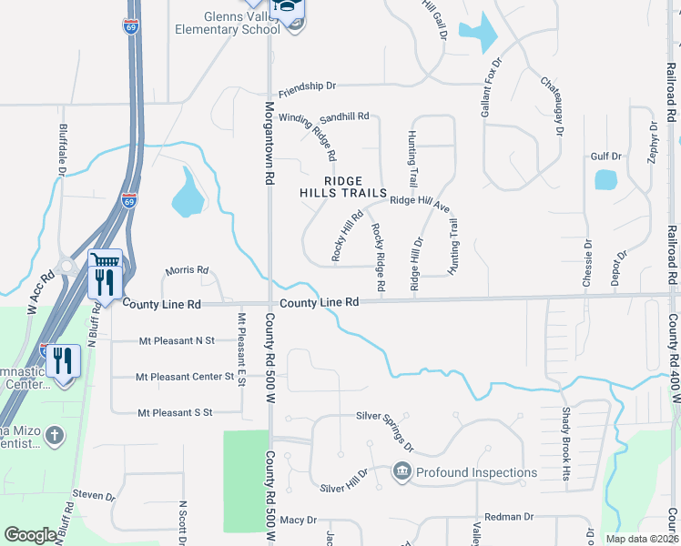 map of restaurants, bars, coffee shops, grocery stores, and more near 1826 Winding Ridge Avenue in Indianapolis