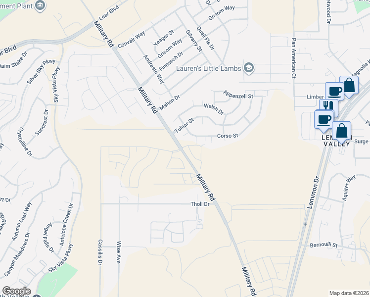 map of restaurants, bars, coffee shops, grocery stores, and more near 7756 Corso Street in Reno