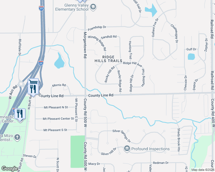 map of restaurants, bars, coffee shops, grocery stores, and more near 1826 Winding Ridge Avenue in Indianapolis