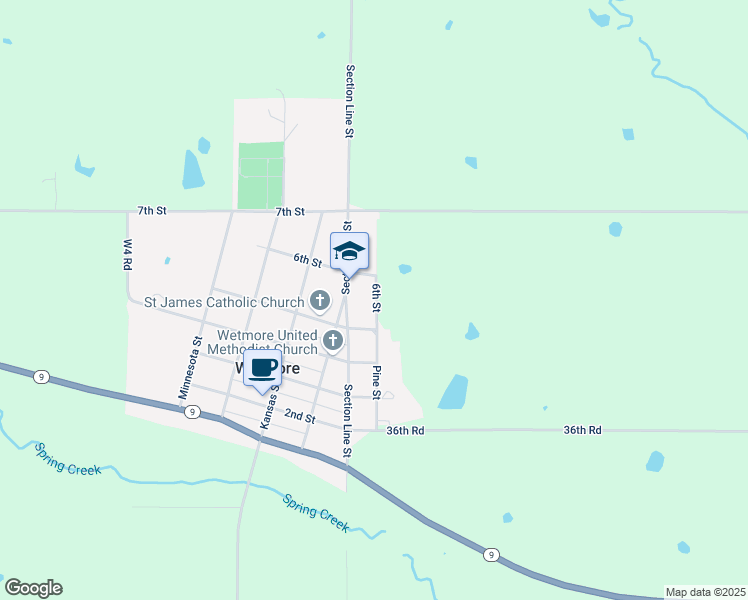 map of restaurants, bars, coffee shops, grocery stores, and more near 500-516 Pine Street in Wetmore
